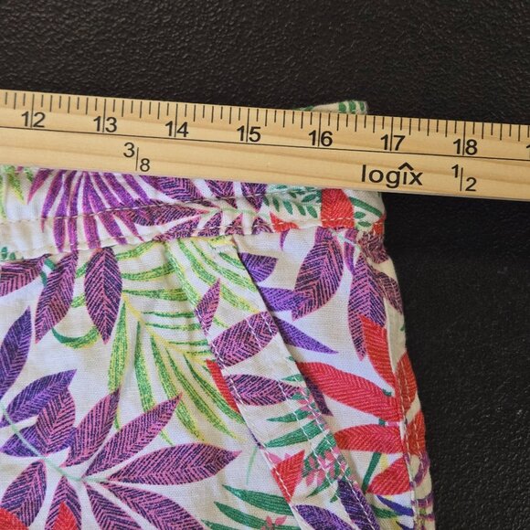 Tropical Print Womens Linen Blend Shorts M Beachy Vacation Resort Summer St Joh - Picture 5 of 7